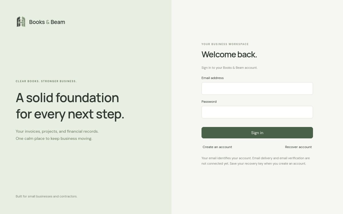Books and Beam website preview