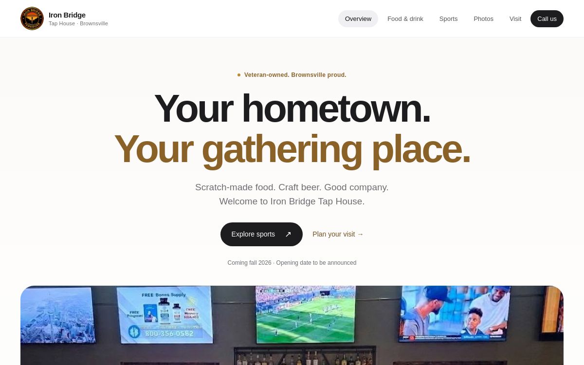 Preview of the Iron Bridge Tap House website project